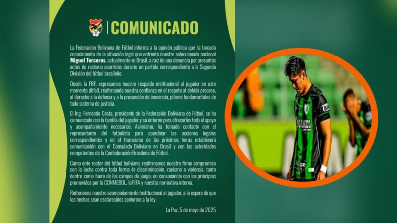 Comunicado de la FBF y en el círculo Miguelito Terceros. Foto: Internet.