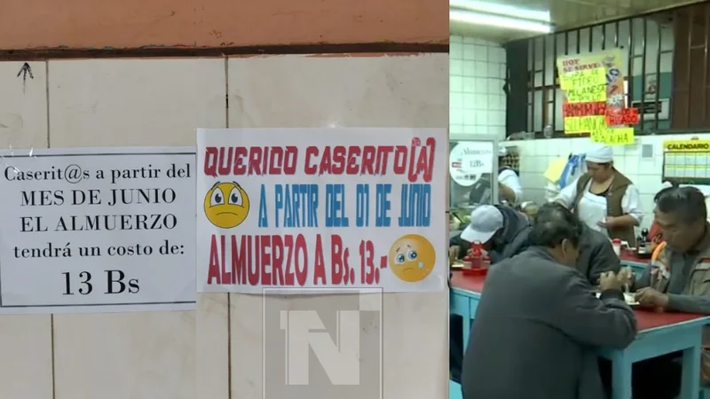 La Paz: Incrementan el precio del almuerzo popular, lo que costaba a Bs 10 sube a 13