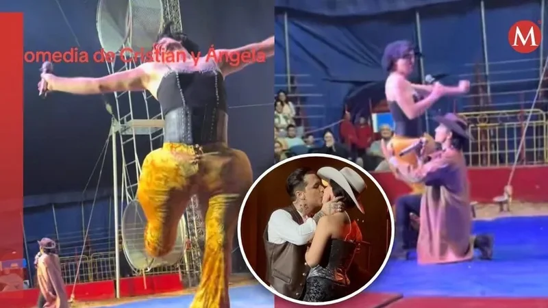 Video: Payasos de un circo hacen parodia del romance entre Ángela Aguilar y Christian Nodal