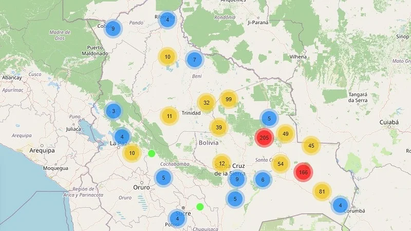 Bolivia registra 880 focos de calor y mantiene vigilancia ambiental Bolivia registra 880 focos de calor y mantiene vigilancia ambiental