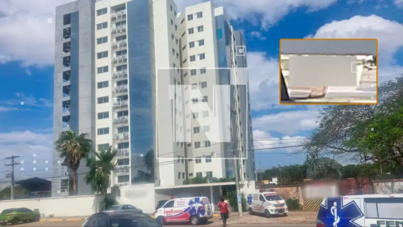 Una joven fallece tras caer del sexto piso en la avenida San Pablo; Fiscalía y la Felcc investigan. FOTO: NTV/RED UNO. Montaje CHMF.