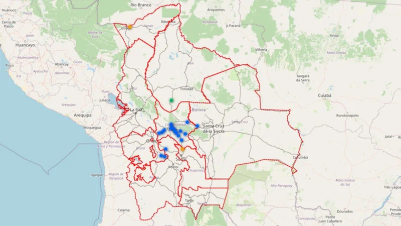 18 puntos de bloqueo se extienden a Santa Cruz, Cochabamba, Oruro y Potosí, según el mapa de transitabilidad