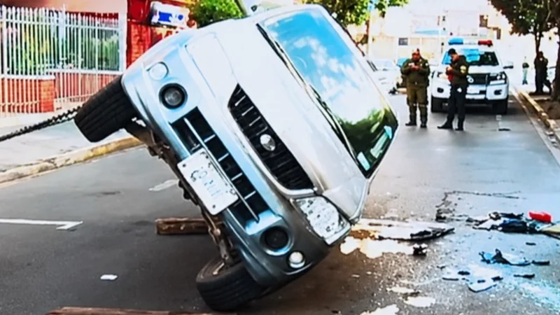 La Paz: vehículo vuelca en Miraflores y deja un conductor herido. La Paz: vehículo vuelca en Miraflores y deja un conductor herido.
