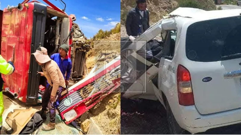 ¡Trágico! Al menos un fallecido y cuatro heridos tras grave accidente en ruta Huanuni – Llallagua