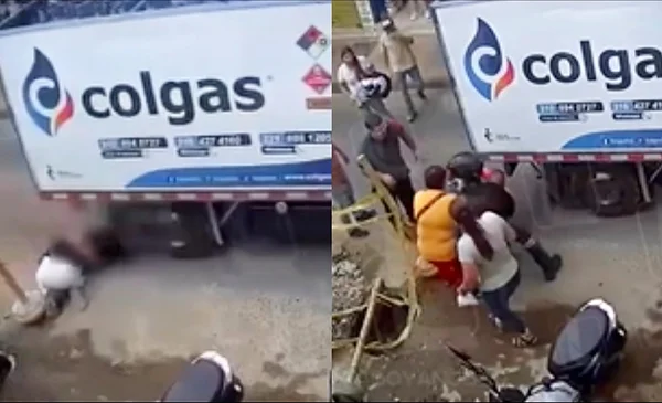 Se salvaron de milagro: madre y bebé caen frente a un camión y logran ...